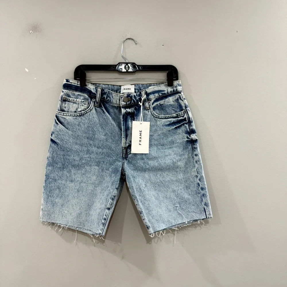 NWT Frame Shorts Le Slouch Bermuda Denim Cutoff in Richlake Blue